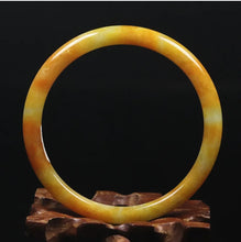 Load image into Gallery viewer, 10% OFF- 61/62/63 mm Certified Natural Gold Silk Jadeite Emerald A*Jade Handcarved Original Supplier Lucky Bangle 06941/FP3444