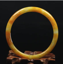 Load image into Gallery viewer, 10% OFF- 61/62/63 mm Certified Natural Gold Silk Jadeite Emerald A*Jade Handcarved Original Supplier Lucky Bangle 06941/FP3444