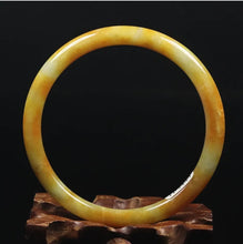 Load image into Gallery viewer, 10% OFF- 61/62/63 mm Certified Natural Gold Silk Jadeite Emerald A*Jade Handcarved Original Supplier Lucky Bangle 06941/FP3444