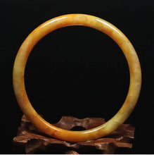 Load image into Gallery viewer, 10% OFF- 61/62/63 mm Certified Natural Gold Silk Jadeite Emerald A*Jade Handcarved Original Supplier Lucky Bangle 10160