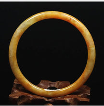 Load image into Gallery viewer, 10% OFF- 61/62/63 mm Certified Natural Gold Silk Jadeite Emerald A*Jade Handcarved Original Supplier Lucky Bangle 10160