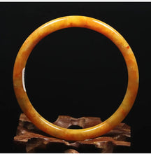 Load image into Gallery viewer, 10% OFF- 61/62/63 mm Certified Natural Gold Silk Jadeite Emerald A*Jade Handcarved Original Supplier Lucky Bangle 10160