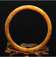 Load image into Gallery viewer, 10% OFF- 61/62/63 mm Certified Natural Gold Silk Jadeite Emerald A*Jade Handcarved Original Supplier Lucky Bangle 10160