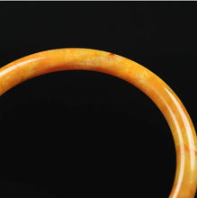 Load image into Gallery viewer, 10% OFF- 61/62/63 mm Certified Natural Gold Silk Jadeite Emerald A*Jade Handcarved Original Supplier Lucky Bangle 10160