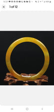 Load image into Gallery viewer, 10% OFF- 54/55/56 mm Certified Natural Gold Silk Jadeite Emerald A*Jade Handcarved Original Supplier Lucky Bangle 10328