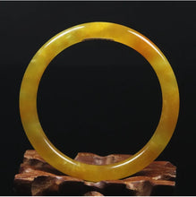 Load image into Gallery viewer, 10% OFF- 54/55/56 mm Certified Natural Gold Silk Jadeite Emerald A*Jade Handcarved Original Supplier Lucky Bangle 10328