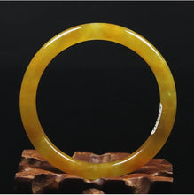 Load image into Gallery viewer, 10% OFF- 54/55/56 mm Certified Natural Gold Silk Jadeite Emerald A*Jade Handcarved Original Supplier Lucky Bangle 10328