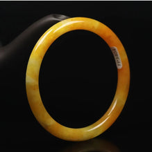 Load image into Gallery viewer, 10% OFF- 57/58/59mm Certified Natural Gold Silk Jadeite Emerald A*Jade Handcarved Original Supplier Lucky Bangle 06861/FP3404
