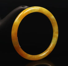 Load image into Gallery viewer, 10% OFF- 57/58/59mm Certified Natural Gold Silk Jadeite Emerald A*Jade Handcarved Original Supplier Lucky Bangle 06861/FP3404