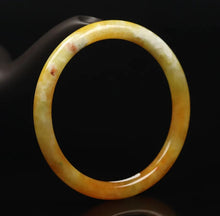 Load image into Gallery viewer, 10% OFF- 57/58/59mm Certified Natural Gold Silk Jadeite Emerald A*Jade Handcarved Original Supplier Lucky Bangle 06861/FP3404