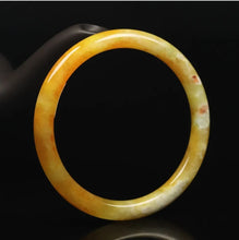 Load image into Gallery viewer, 10% OFF- 57/58/59mm Certified Natural Gold Silk Jadeite Emerald A*Jade Handcarved Original Supplier Lucky Bangle 06861/FP3404
