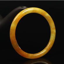 Load image into Gallery viewer, 10% OFF- 57/58/59mm Certified Natural Gold Silk Jadeite Emerald A*Jade Handcarved Original Supplier Lucky Bangle 06861/FP3404