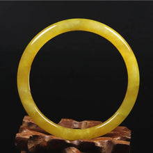 Load image into Gallery viewer, 10% OFF- 60/61/62mm Certified Natural Gold Silk Jadeite Emerald A*Jade Handcarved Original Supplier Lucky Bangle 06833/FP9033
