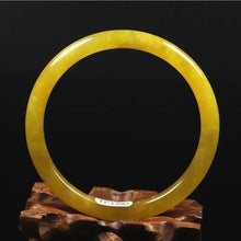 Load image into Gallery viewer, 10% OFF- 60/61/62mm Certified Natural Gold Silk Jadeite Emerald A*Jade Handcarved Original Supplier Lucky Bangle 06833/FP9033