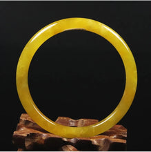 Load image into Gallery viewer, 10% OFF- 60/61/62mm Certified Natural Gold Silk Jadeite Emerald A*Jade Handcarved Original Supplier Lucky Bangle 06833/FP9033