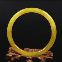 Load image into Gallery viewer, 10% OFF- 60/61/62mm Certified Natural Gold Silk Jadeite Emerald A*Jade Handcarved Original Supplier Lucky Bangle 06833/FP9033