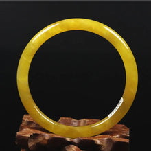 Load image into Gallery viewer, 10% OFF- 60/61/62mm Certified Natural Gold Silk Jadeite Emerald A*Jade Handcarved Original Supplier Lucky Bangle 06833/FP9033