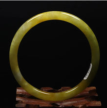 Load image into Gallery viewer, 10% OFF- 61/62/63 mm Certified Natural Gold Silk Jadeite Emerald A*Jade Handcarved Original Supplier Lucky Bangle 06633/FP3290