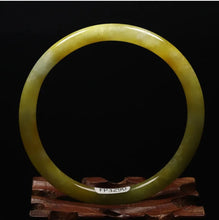 Load image into Gallery viewer, 10% OFF- 61/62/63 mm Certified Natural Gold Silk Jadeite Emerald A*Jade Handcarved Original Supplier Lucky Bangle 06633/FP3290