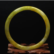 Load image into Gallery viewer, 10% OFF- 61/62/63 mm Certified Natural Gold Silk Jadeite Emerald A*Jade Handcarved Original Supplier Lucky Bangle 06633/FP3290