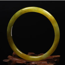 Load image into Gallery viewer, 10% OFF- 61/62/63 mm Certified Natural Gold Silk Jadeite Emerald A*Jade Handcarved Original Supplier Lucky Bangle 06633/FP3290