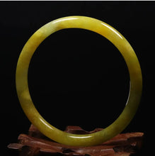 Load image into Gallery viewer, 10% OFF- 61/62/63 mm Certified Natural Gold Silk Jadeite Emerald A*Jade Handcarved Original Supplier Lucky Bangle 06633/FP3290