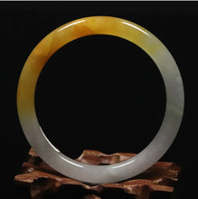 Load image into Gallery viewer, 10% OFF- 57/58/59mm Certified Natural Gold Silk Jadeite Emerald A*Jade Handcarved Original Supplier Lucky Bangle 06779/FP3363