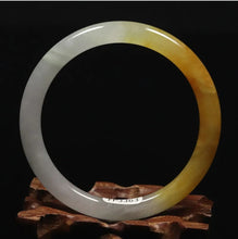 Load image into Gallery viewer, 10% OFF- 57/58/59mm Certified Natural Gold Silk Jadeite Emerald A*Jade Handcarved Original Supplier Lucky Bangle 06779/FP3363