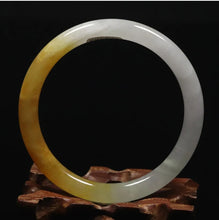 Load image into Gallery viewer, 10% OFF- 57/58/59mm Certified Natural Gold Silk Jadeite Emerald A*Jade Handcarved Original Supplier Lucky Bangle 06779/FP3363