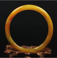 Load image into Gallery viewer, 10% OFF- 57/58/59mm Certified Natural Gold Silk Jadeite Emerald A*Jade Handcarved Original Supplier Lucky Bangle 06961/FP3454
