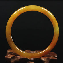 Load image into Gallery viewer, 10% OFF- 57/58/59mm Certified Natural Gold Silk Jadeite Emerald A*Jade Handcarved Original Supplier Lucky Bangle 06961/FP3454
