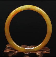 Load image into Gallery viewer, 10% OFF- 57/58/59mm Certified Natural Gold Silk Jadeite Emerald A*Jade Handcarved Original Supplier Lucky Bangle 06961/FP3454