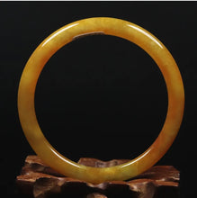 Load image into Gallery viewer, 10% OFF- 57/58/59mm Certified Natural Gold Silk Jadeite Emerald A*Jade Handcarved Original Supplier Lucky Bangle 06961/FP3454