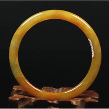Load image into Gallery viewer, 10% OFF- 57/58/59mm Certified Natural Gold Silk Jadeite Emerald A*Jade Handcarved Original Supplier Lucky Bangle 06961/FP3454
