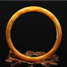 Load image into Gallery viewer, 10% OFF- 61/62/63 mm Certified Natural Gold Silk Jadeite Emerald A*Jade Handcarved Original Supplier Lucky Bangle 06791/FP