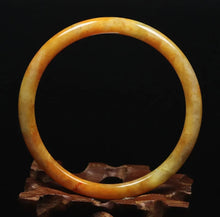 Load image into Gallery viewer, 10% OFF- 61/62/63 mm Certified Natural Gold Silk Jadeite Emerald A*Jade Handcarved Original Supplier Lucky Bangle 06791/FP