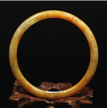 Load image into Gallery viewer, 10% OFF- 61/62/63 mm Certified Natural Gold Silk Jadeite Emerald A*Jade Handcarved Original Supplier Lucky Bangle 06791/FP