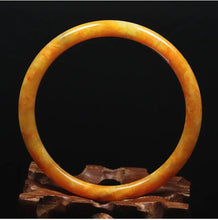 Load image into Gallery viewer, 10% OFF- 61/62/63 mm Certified Natural Gold Silk Jadeite Emerald A*Jade Handcarved Original Supplier Lucky Bangle 06791/FP