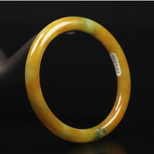 Load image into Gallery viewer, 10% OFF- 56/57/58mm Certified Natural Gold Silk Jadeite Emerald A*Jade Handcarved Original Supplier Lucky Bangle 06845/FP3396