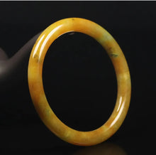Load image into Gallery viewer, 10% OFF- 56/57/58mm Certified Natural Gold Silk Jadeite Emerald A*Jade Handcarved Original Supplier Lucky Bangle 06845/FP3396