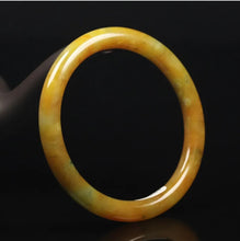 Load image into Gallery viewer, 10% OFF- 56/57/58mm Certified Natural Gold Silk Jadeite Emerald A*Jade Handcarved Original Supplier Lucky Bangle 06845/FP3396