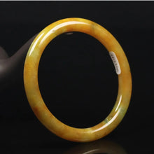 Load image into Gallery viewer, 10% OFF- 56/57/58mm Certified Natural Gold Silk Jadeite Emerald A*Jade Handcarved Original Supplier Lucky Bangle 06845/FP3396