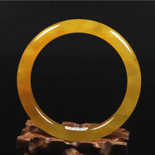 Load image into Gallery viewer, 10% OFF- 61/62/63 mm Certified Natural Gold Silk Jadeite Emerald A*Jade Handcarved Original Supplier Lucky Bangle 06823/FP3385