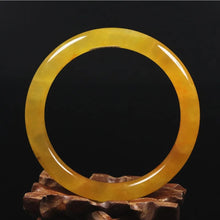 Load image into Gallery viewer, 10% OFF- 61/62/63 mm Certified Natural Gold Silk Jadeite Emerald A*Jade Handcarved Original Supplier Lucky Bangle 06823/FP3385