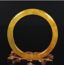 Load image into Gallery viewer, 10% OFF- 61/62/63 mm Certified Natural Gold Silk Jadeite Emerald A*Jade Handcarved Original Supplier Lucky Bangle 06823/FP3385