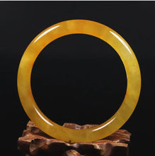 Load image into Gallery viewer, 10% OFF- 61/62/63 mm Certified Natural Gold Silk Jadeite Emerald A*Jade Handcarved Original Supplier Lucky Bangle 06823/FP3385
