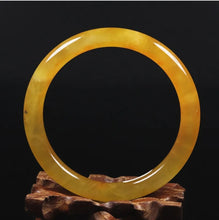 Load image into Gallery viewer, 10% OFF- 61/62/63 mm Certified Natural Gold Silk Jadeite Emerald A*Jade Handcarved Original Supplier Lucky Bangle 06823/FP3385