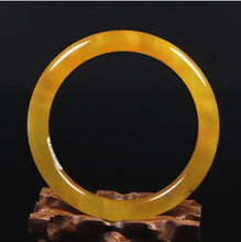 Load image into Gallery viewer, 10% OFF- 61/62/63 mm Certified Natural Gold Silk Jadeite Emerald A*Jade Handcarved Original Supplier Lucky Bangle 06823/FP3385