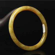 Load image into Gallery viewer, 10% OFF- 60/61/62 mm Certified Natural Gold Silk Jadeite Emerald A*Jade Handcarved Original Supplier Lucky Bangle 06849/FP3398
