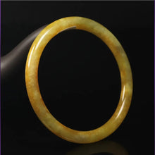 Load image into Gallery viewer, 10% OFF- 60/61/62 mm Certified Natural Gold Silk Jadeite Emerald A*Jade Handcarved Original Supplier Lucky Bangle 06849/FP3398